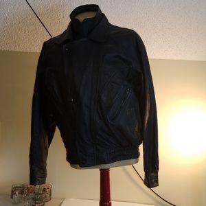 TDI mens black leather jacket zip out vest sz XXL